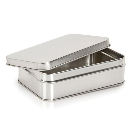 small metal boxes with lids|rectangular metal containers with lids.